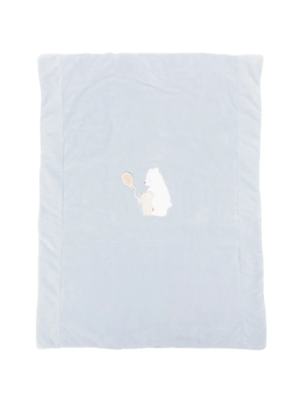 LALALU bear-appliqué ribbed blanket - Blu