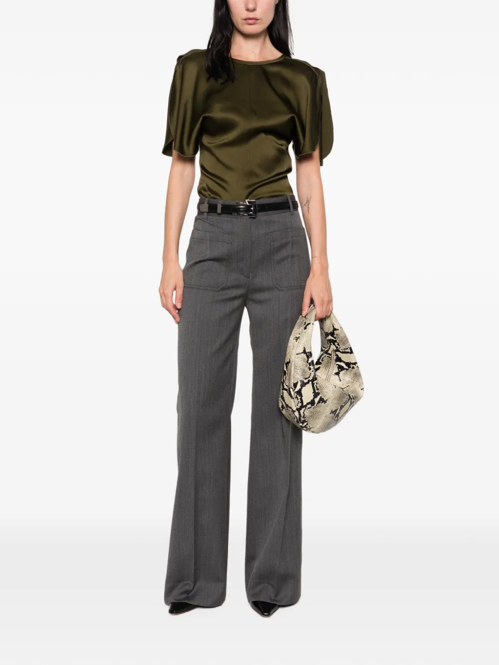 Victoria Beckham Bela slit-sleeve top Groen