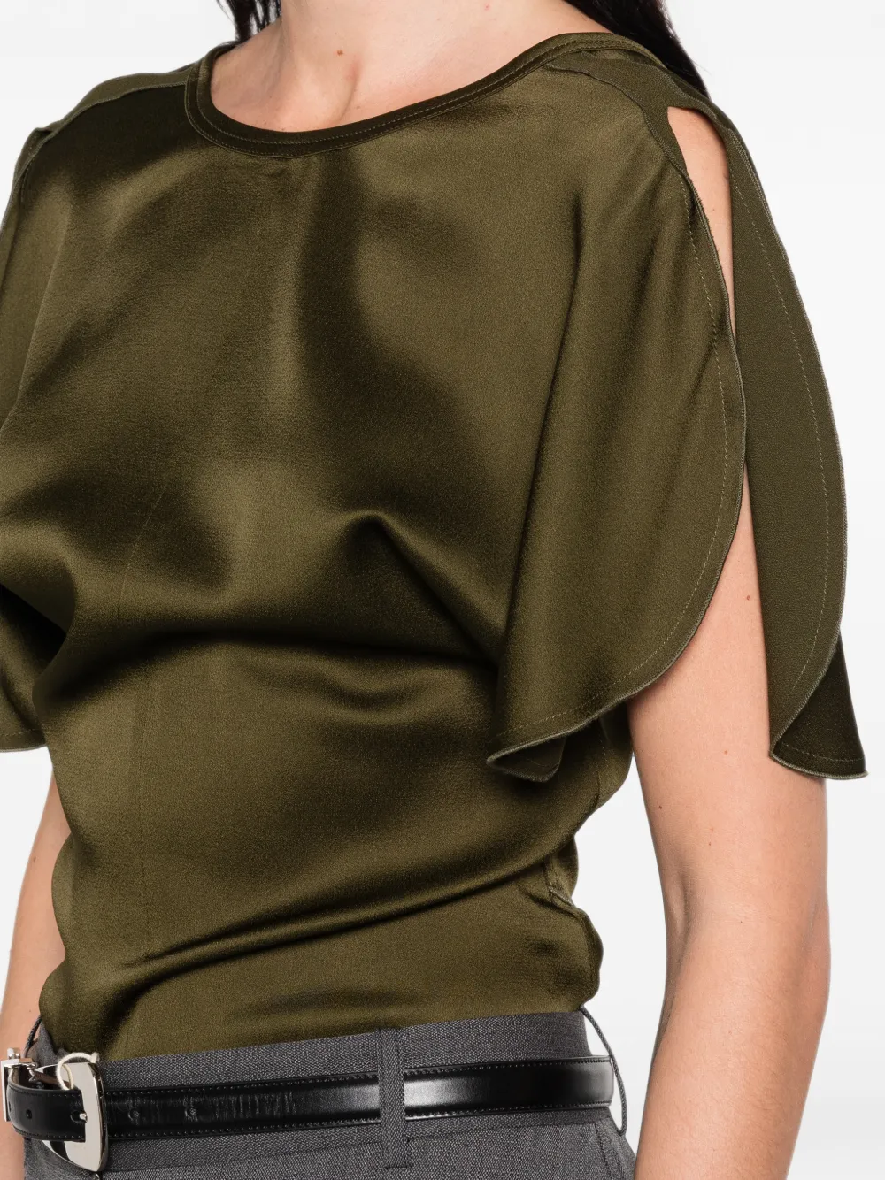 Victoria Beckham Bela slit-sleeve top Groen
