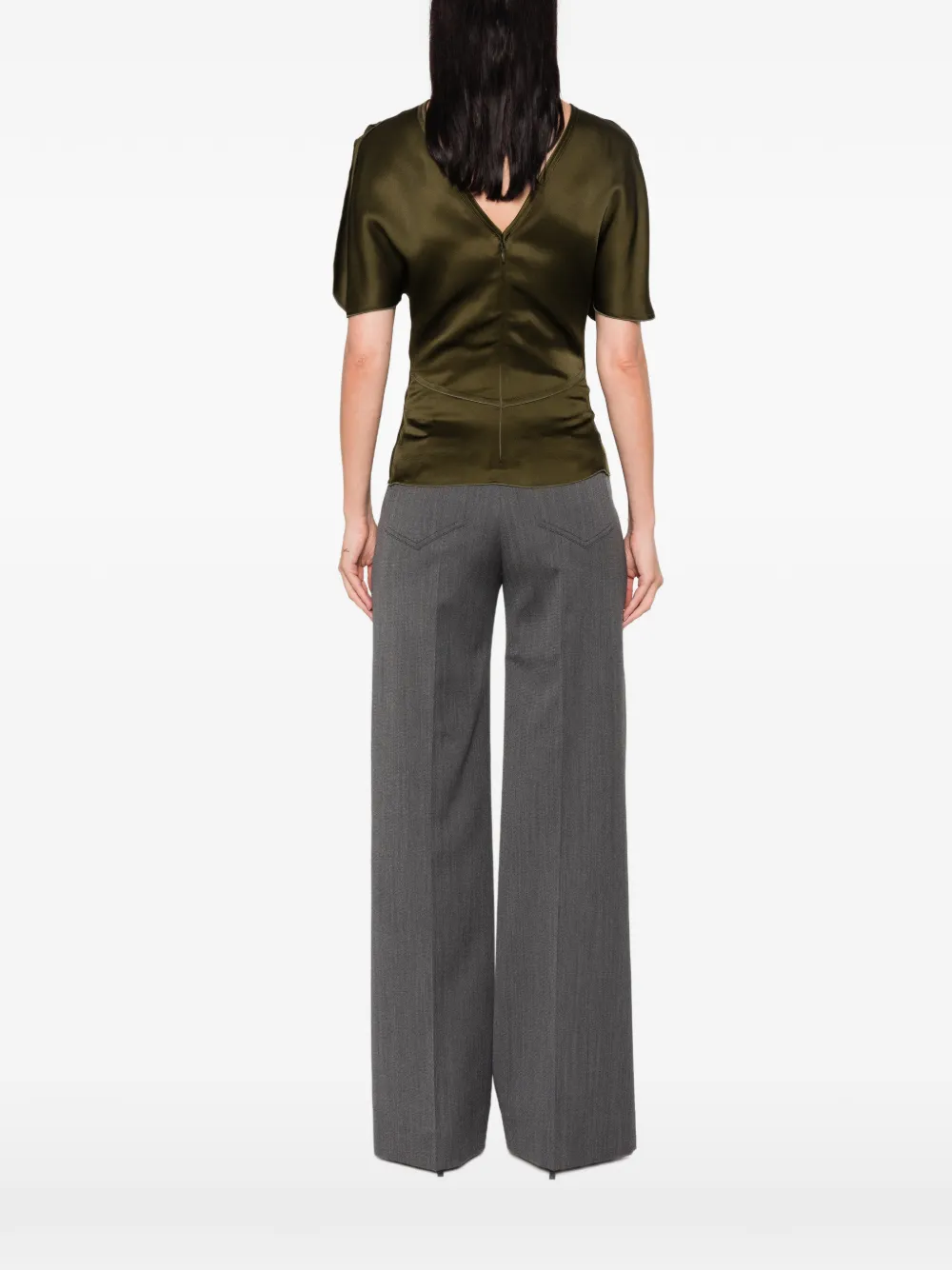 Victoria Beckham Bela slit-sleeve top Groen