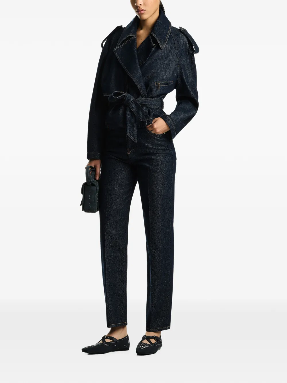 Emporio Armani Straight jeans met geknoopt detail Blauw