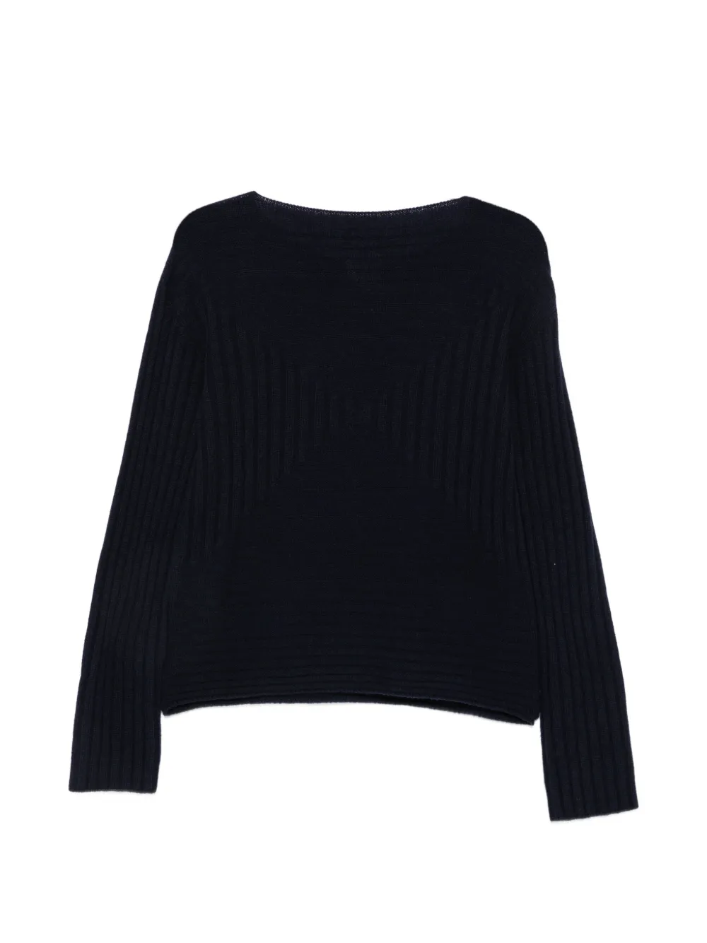 Emporio Armani Ribgebreide trui met boothals Blauw