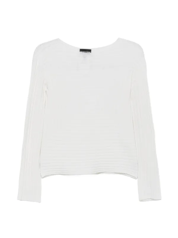 Emporio Armani Ribbed Geometric-knit Sweater in Blue