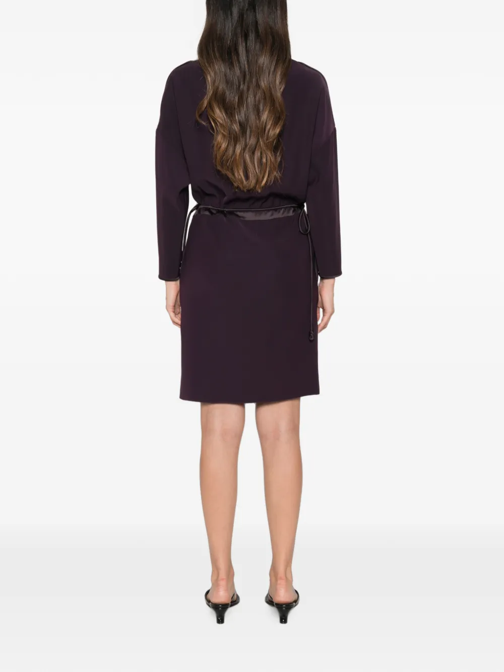Emporio Armani Drawstring-waist Long-sleeve Dress in Purple, view 4
