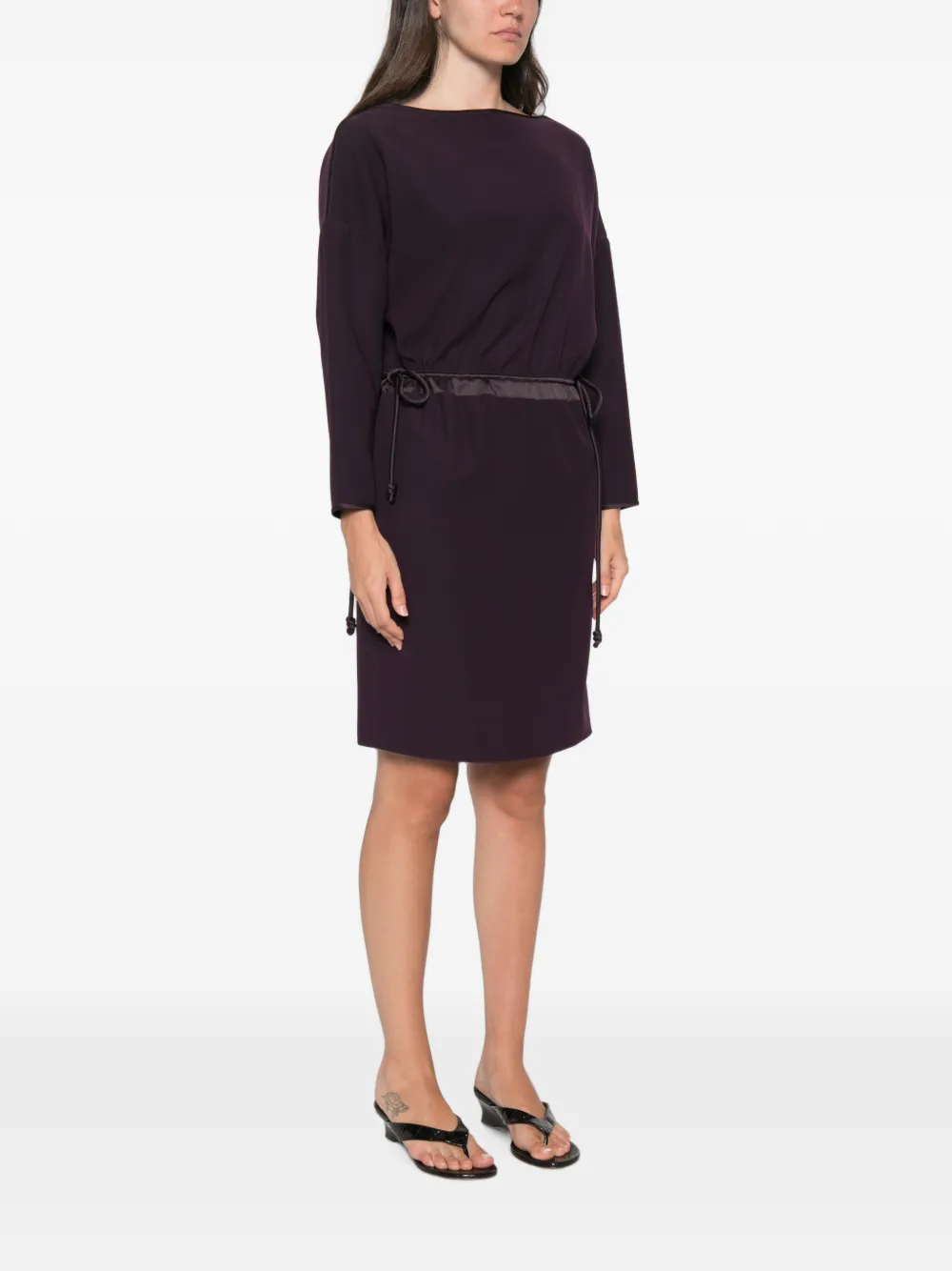 Emporio Armani Drawstring-waist Long-sleeve Dress in Purple, view 3