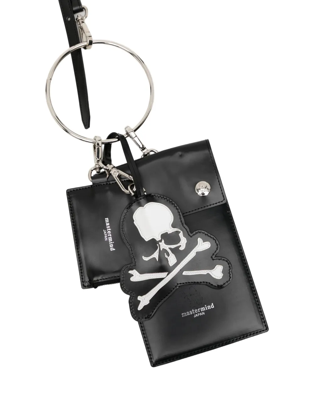 Mastermind Japan Pasjeshouder met draagkoord en doodskop-patch Zwart