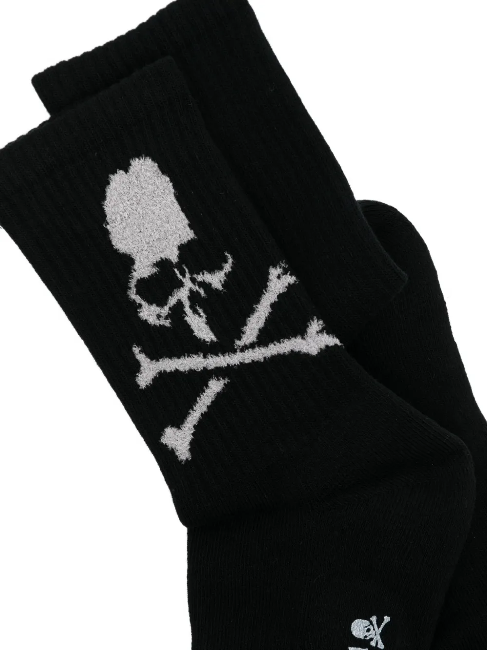 Mastermind Japan Geribbelde sokken met doodskop-intarsia Zwart