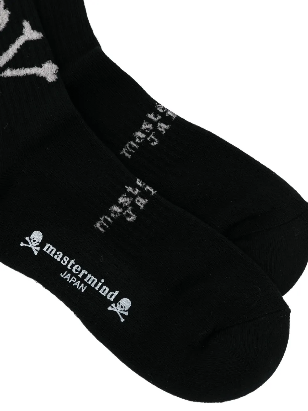 Mastermind Japan Geribbelde sokken met doodskop-intarsia Zwart