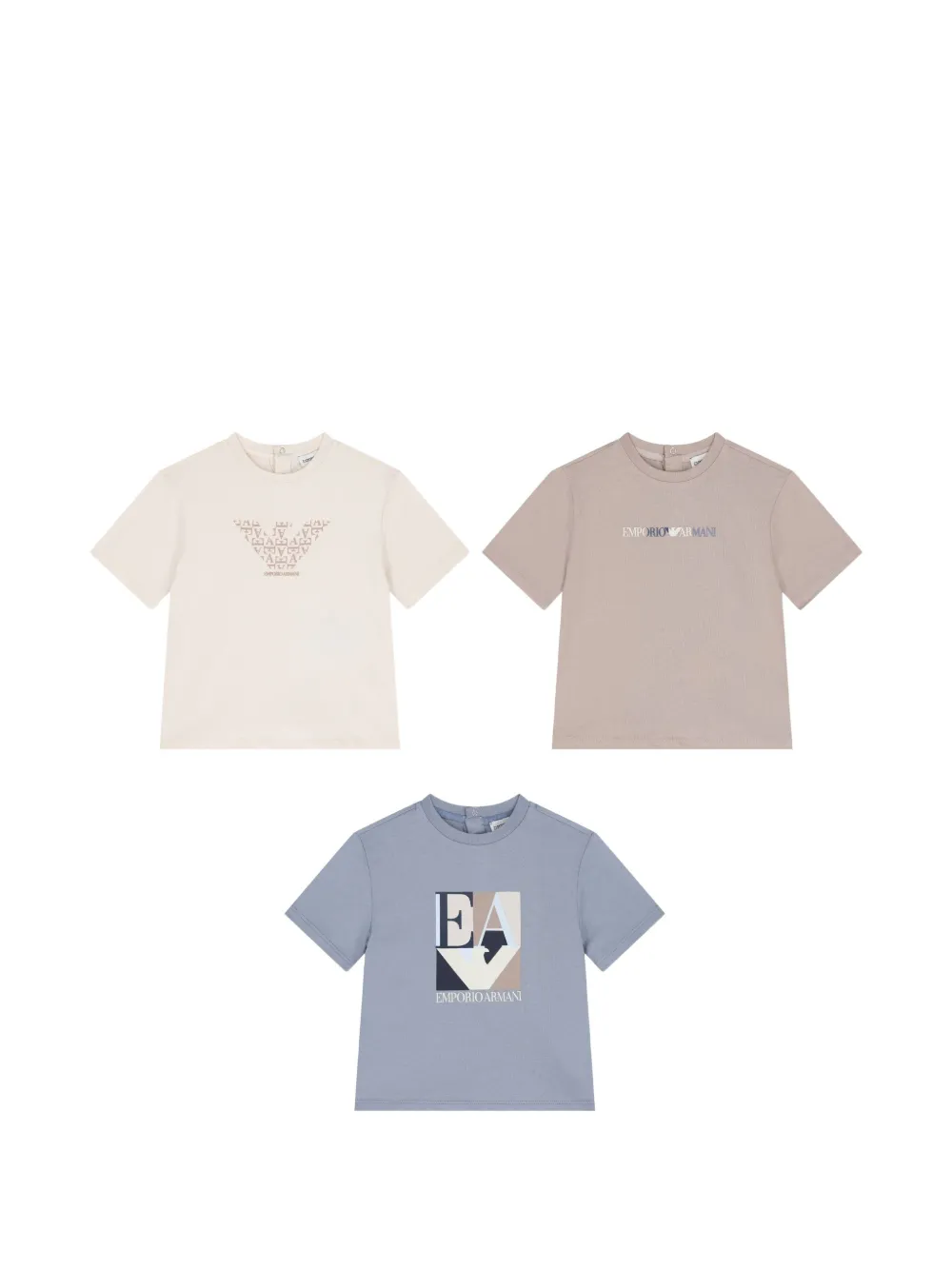 Emporio Armani Kids Set di 3 T-shirt con stampa - Toni neutri