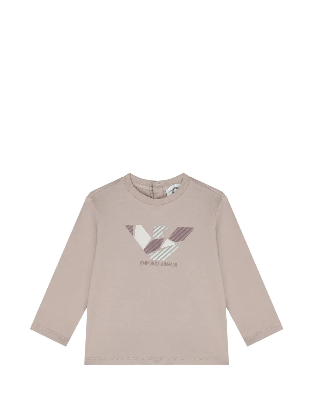 Emporio Armani Kids Twee T-shirts met lange mouwen en logo-print Bruin