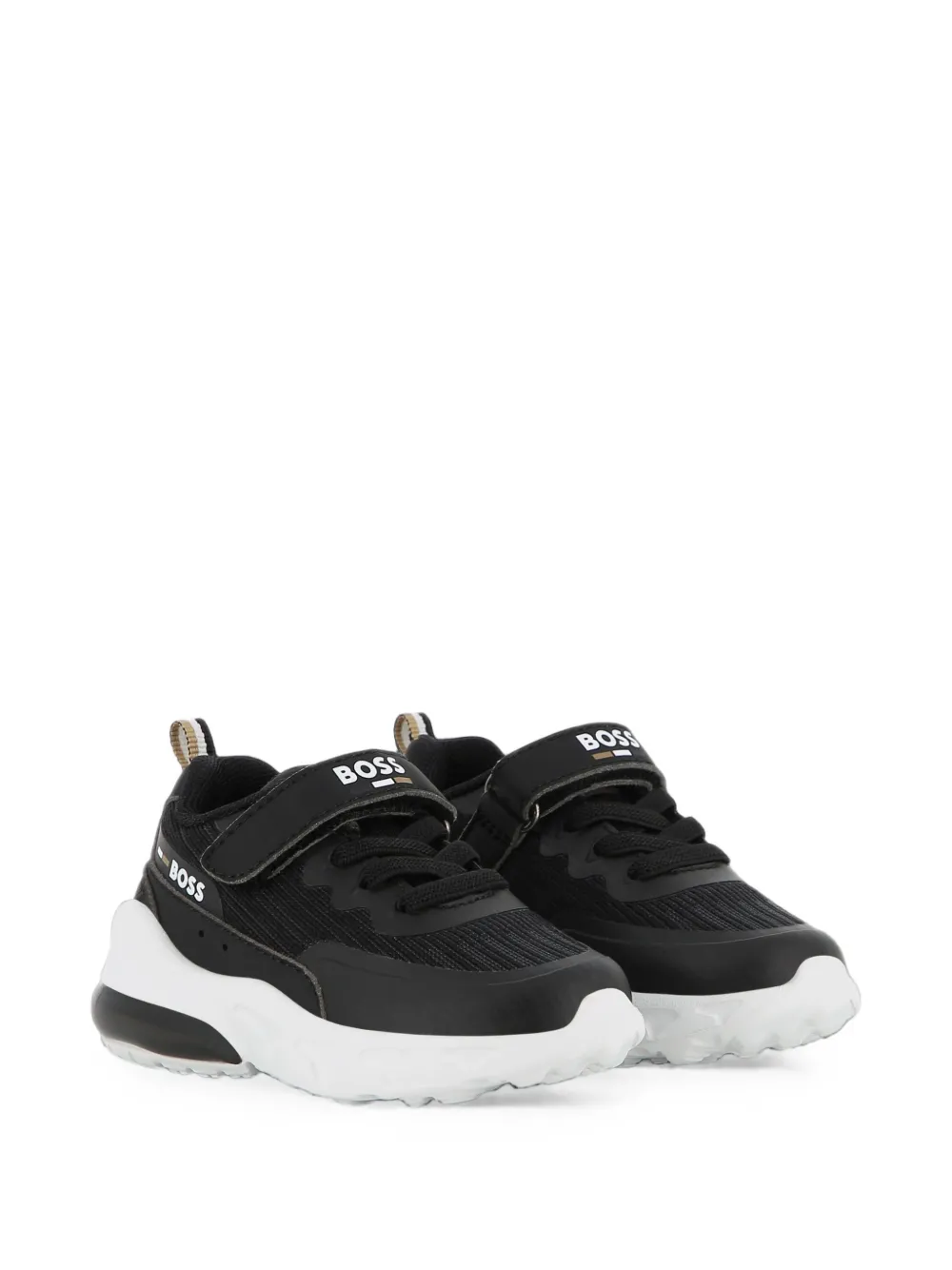 BOSS Kidswear touch-strap sneakers Zwart