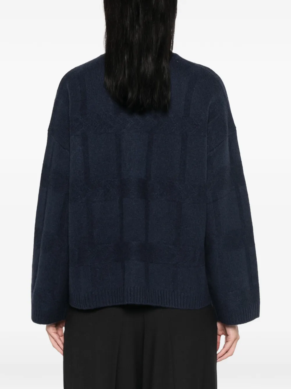 Emporio Armani check-pattern mock-neck sweater Blauw