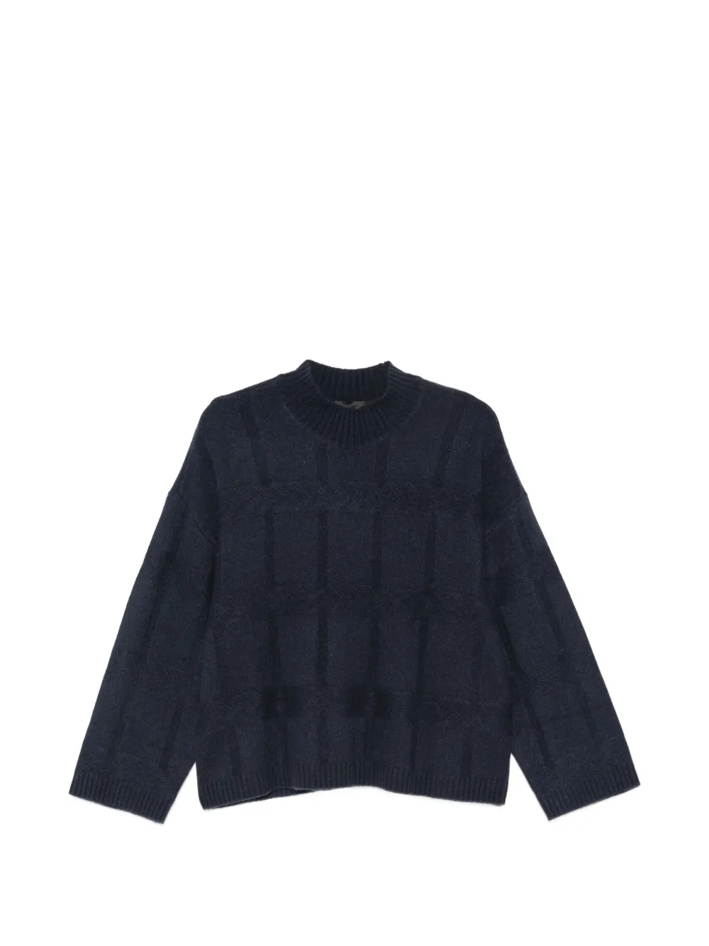 Emporio Armani check-pattern mock-neck sweater Blauw