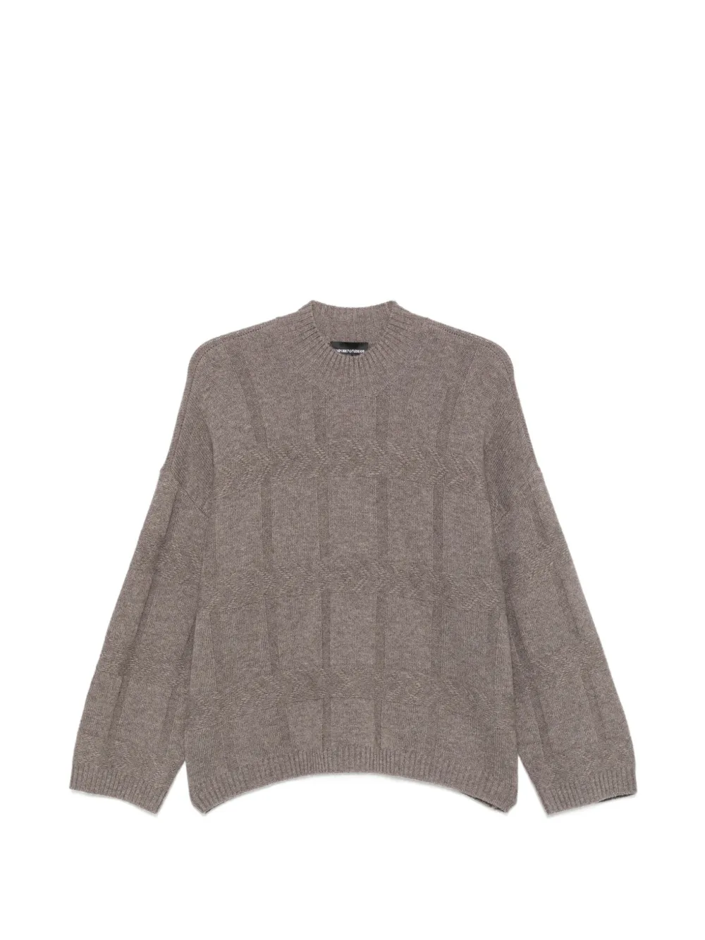 Emporio Armani check-pattern cable-knit sweater Grijs