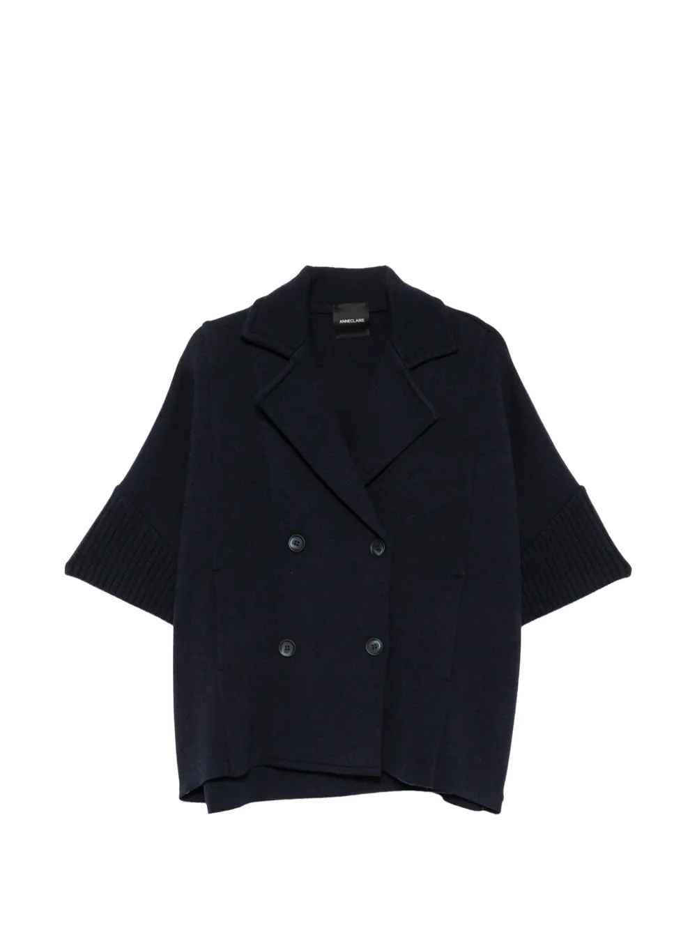 anne claire double-breasted ribbed-cuff coat