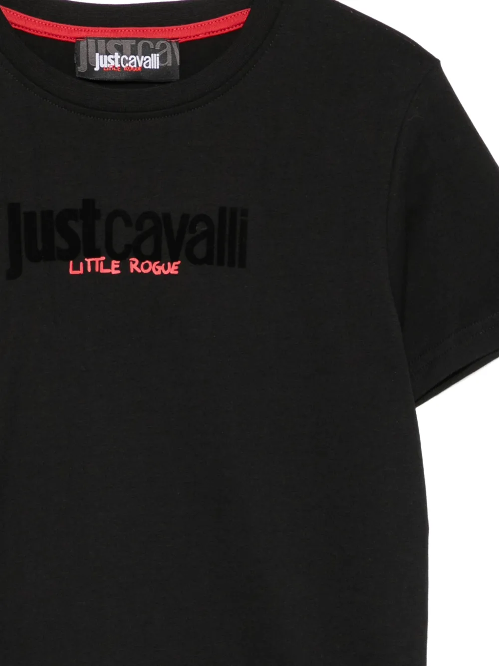 Roberto Cavalli Junior T-shirt met logoprint en ronde hals Zwart