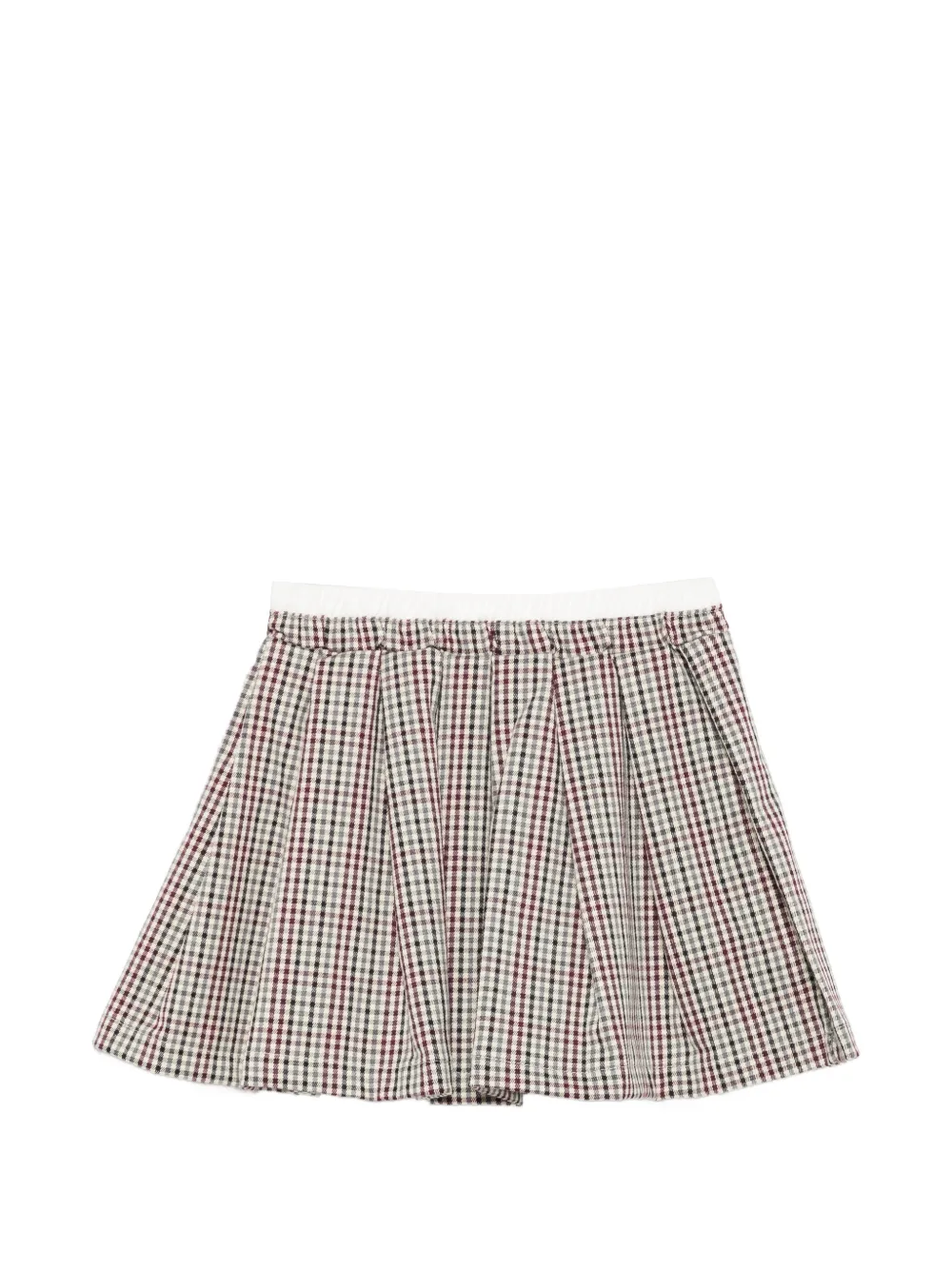 LALALU check-pattern pleated skirt - Rosso