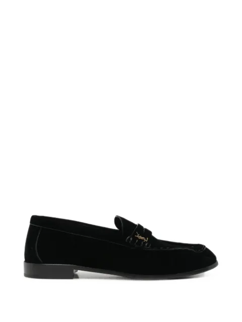 Saint Laurent velvet logo-plaque loafers