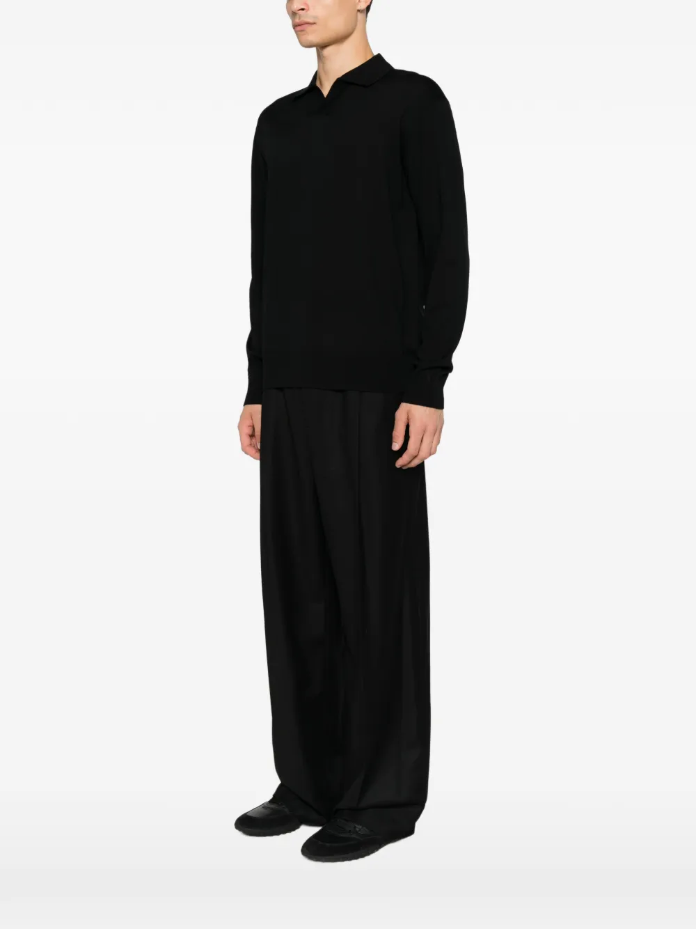 Paolo Pecora Poloshirt met lange mouwen Zwart