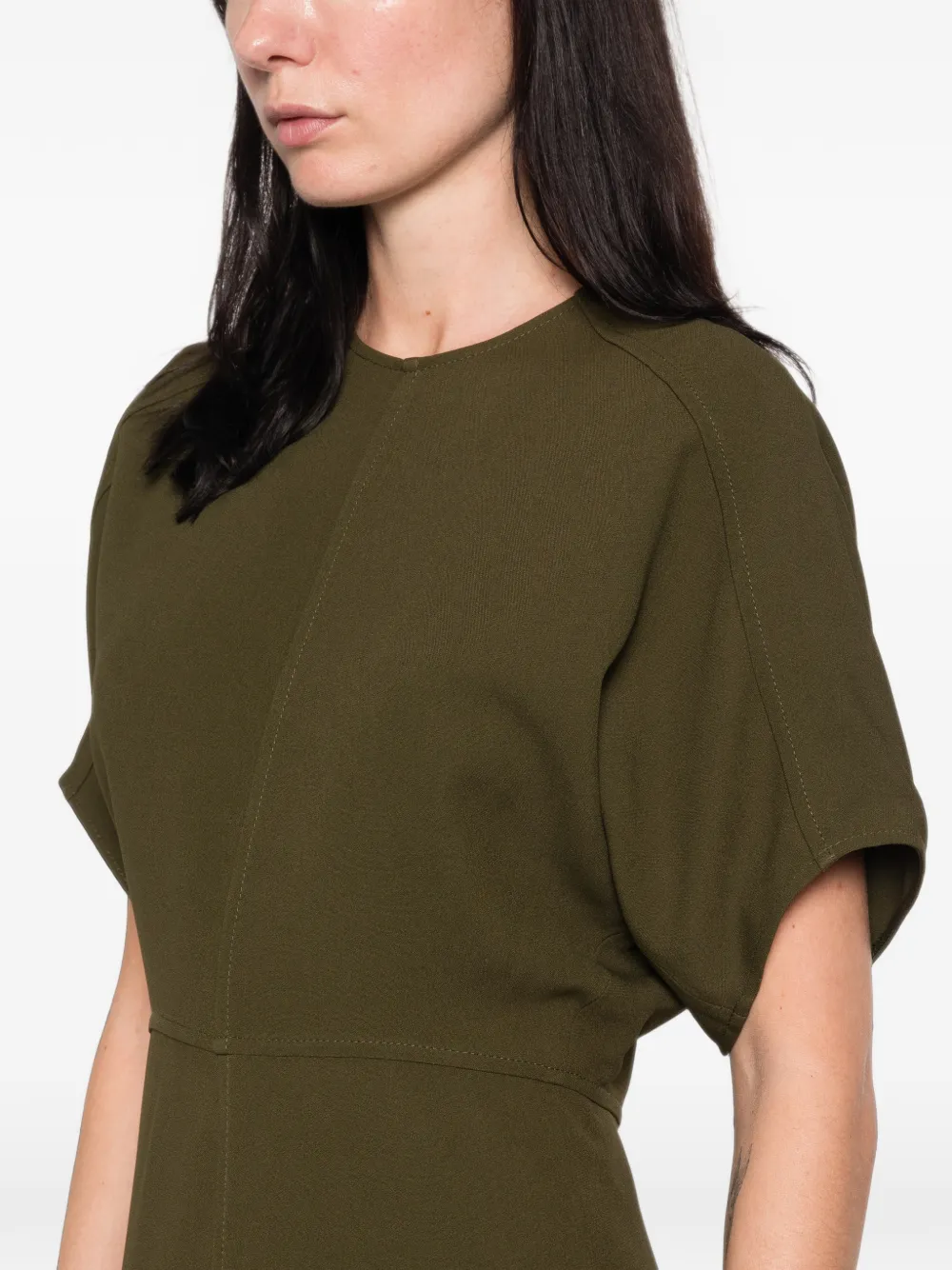 Victoria Beckham Eleanor midi-jurk met korte mouwen Groen