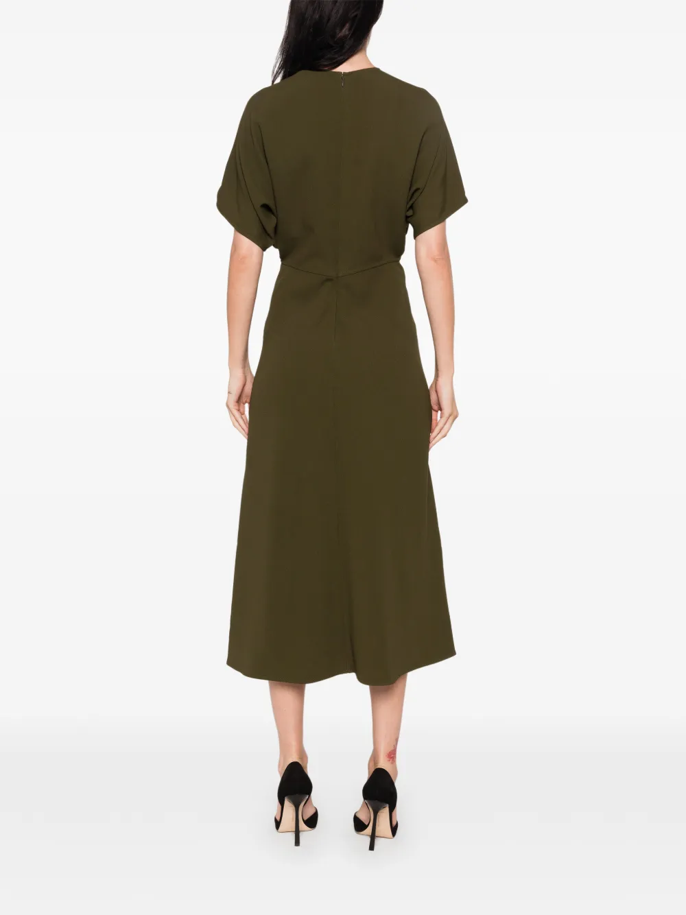 Victoria Beckham Eleanor midi-jurk met korte mouwen Groen
