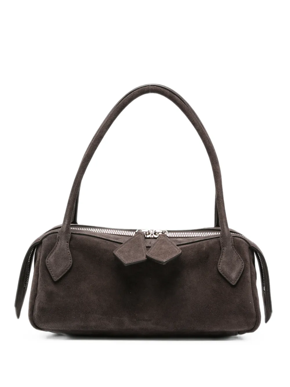 Minobossi Zip-up Suede Shoulder Bag In Brown