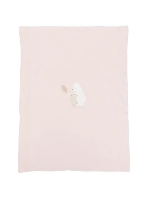 LALALU bear-patch ribbed blanket
