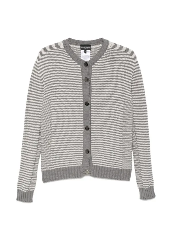 Emporio Armani Signature Capsule Striped Cardigan in Grey
