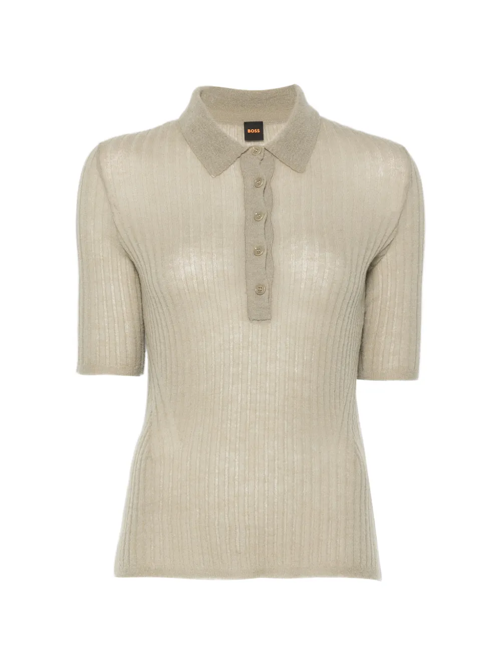 BOSS ribbed-knit polo top