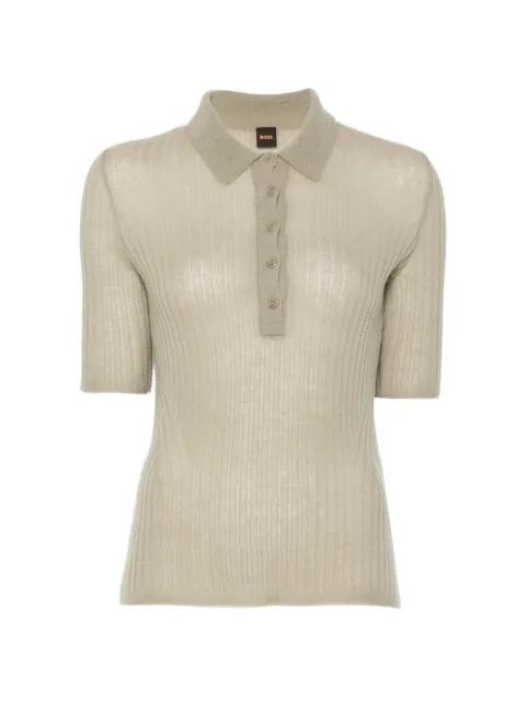 BOSS ribbed-knit polo top