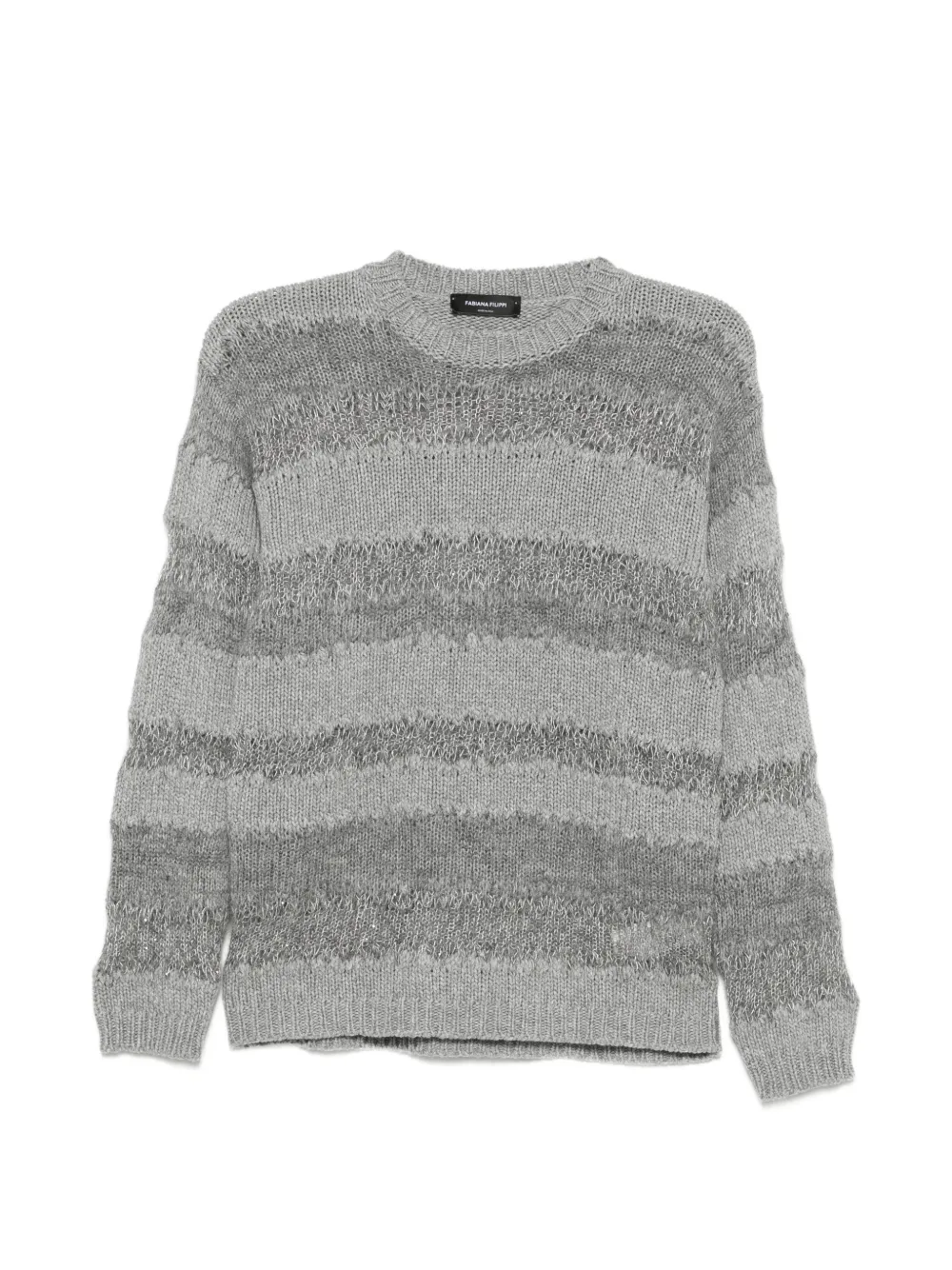 Fabiana Filippi Maglione traforato a righe - Grigio