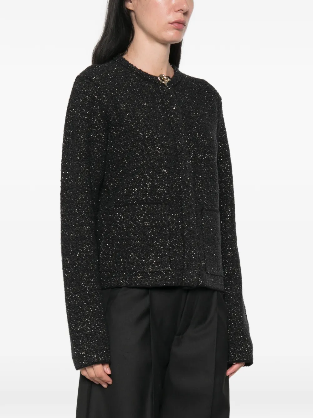 Fabiana Filippi Bouclé gebreid jack met metallic draad Zwart