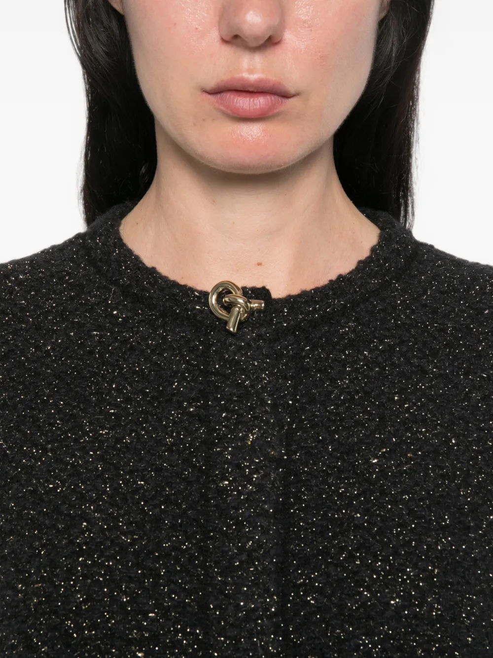 Fabiana Filippi Bouclé gebreid jack met metallic draad Zwart