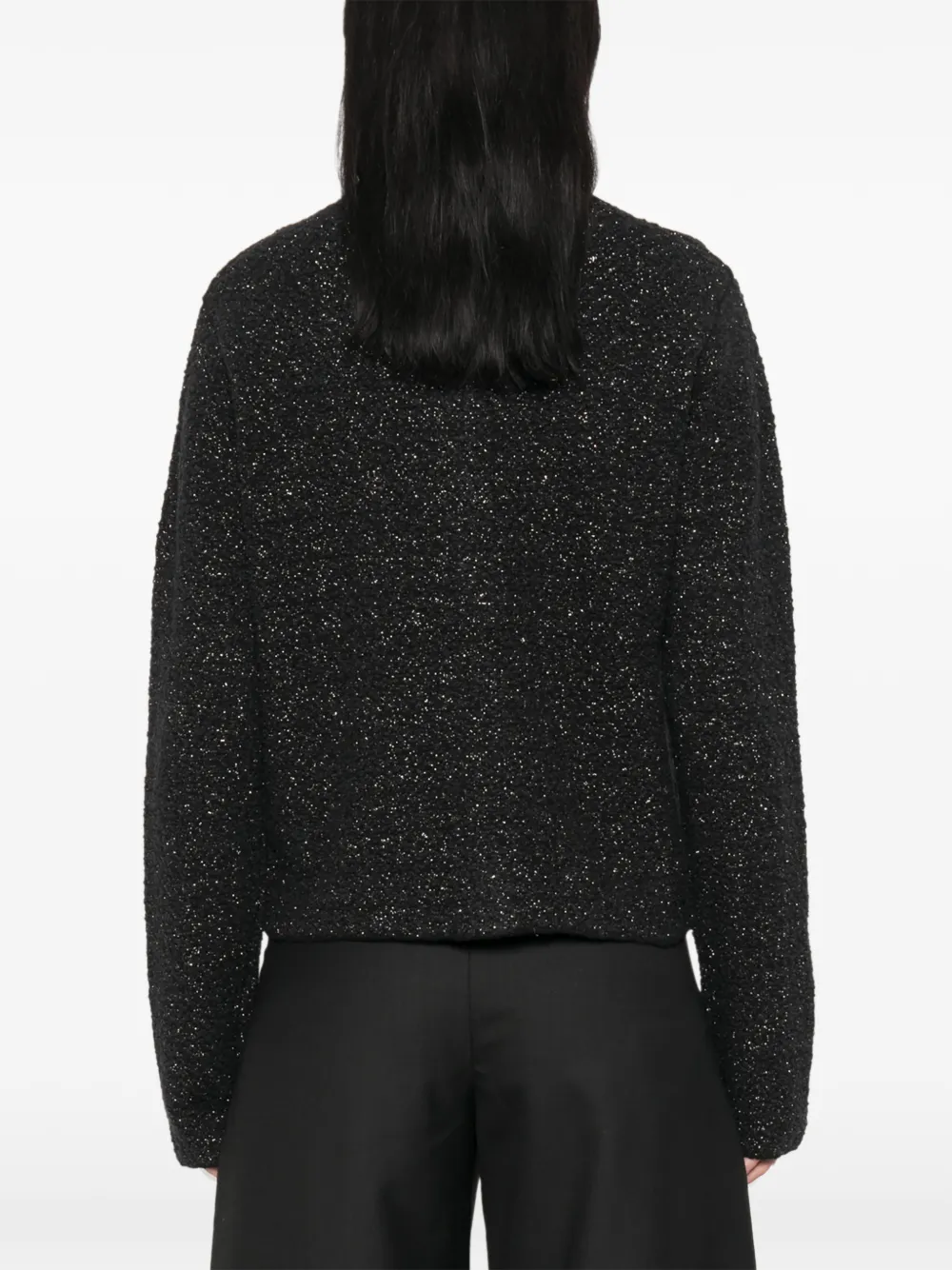 Fabiana Filippi Bouclé gebreid jack met metallic draad Zwart