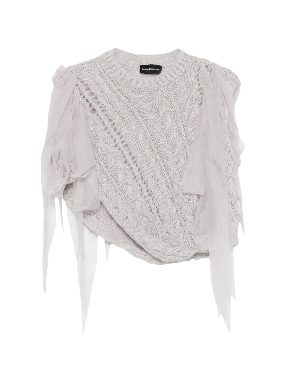 PAULINE DUJANCOURT cable-knit tulle-trimmed top