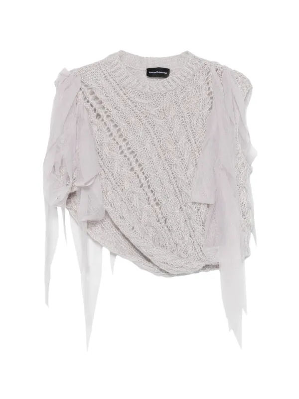 Pauline Dujancourt Cable-knit Tulle-trimmed Top in Purple