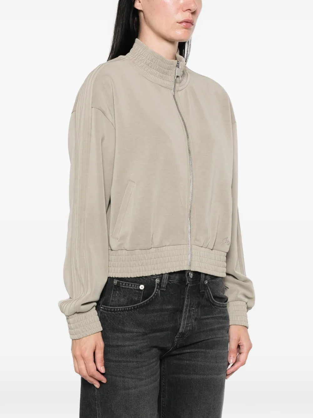 BOSS zip-fastening ribbed-trim sweatshirt Beige