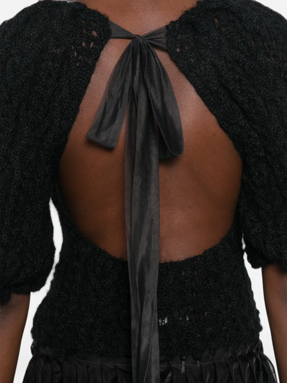 Pauline Dujancourt Open-back Crochet-knit Top in Black, view 5