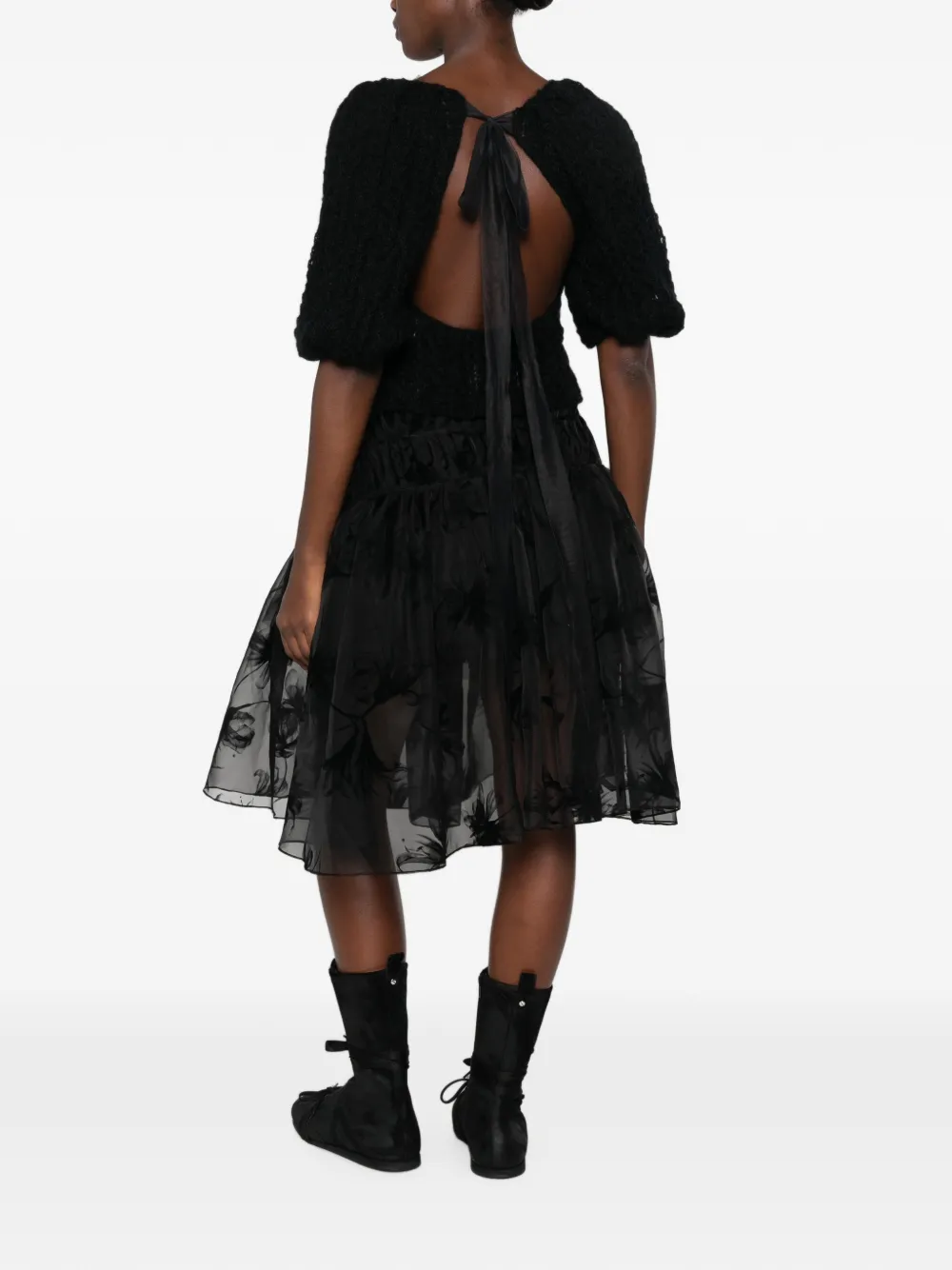 Pauline Dujancourt Open-back Crochet-knit Top in Black, view 2
