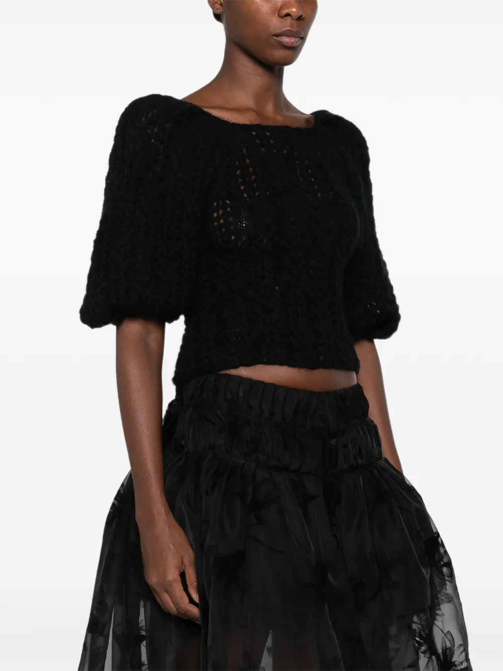 Pauline Dujancourt Open-back Crochet-knit Top in Black, view 4