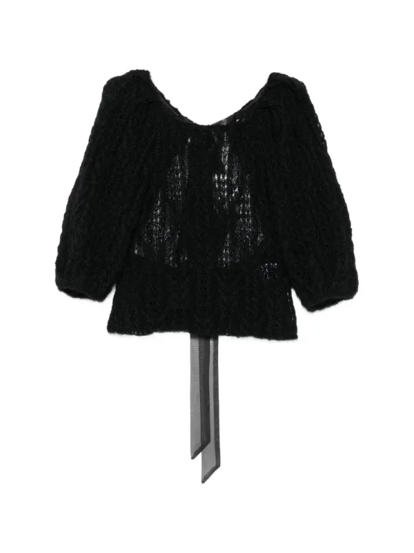 Pauline Dujancourt Open-back Crochet-knit Top in Black