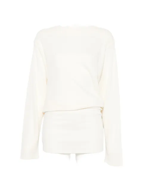 Jacquemus draped-back long-sleeve mini dress