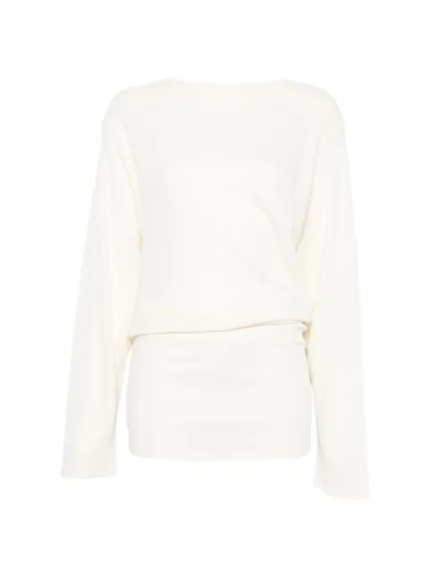 Jacquemus draped-back long-sleeve mini dress