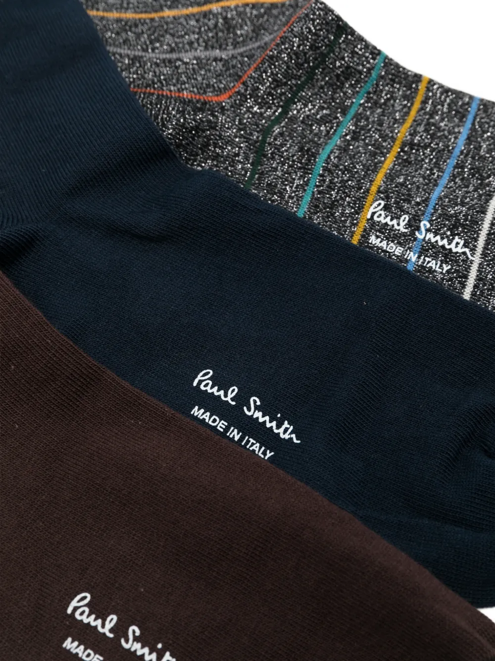 Paul Smith Drie paar Artist Stripe sokken Blauw