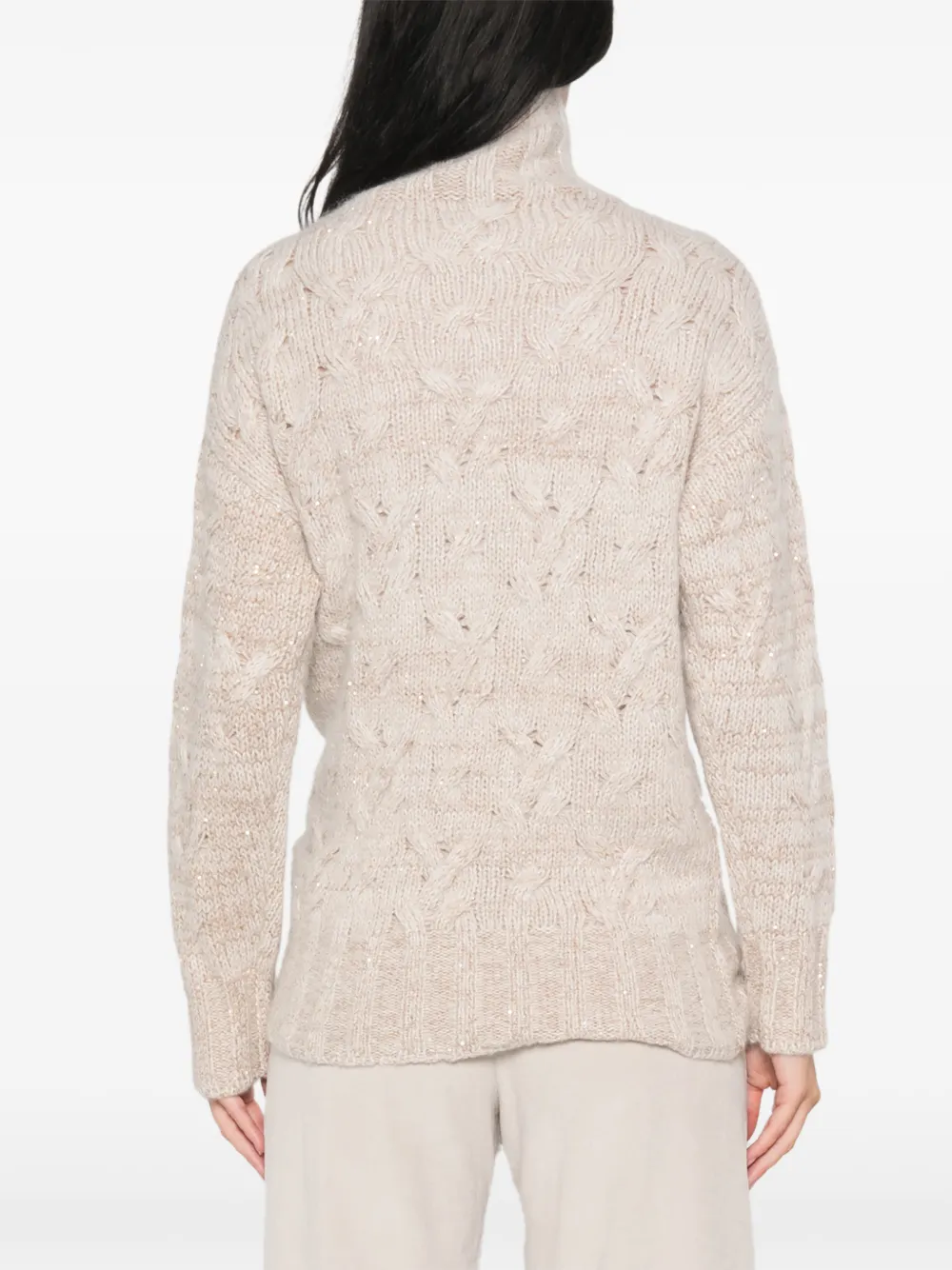Fabiana Filippi cable-knit sequin-embellished sweater Beige