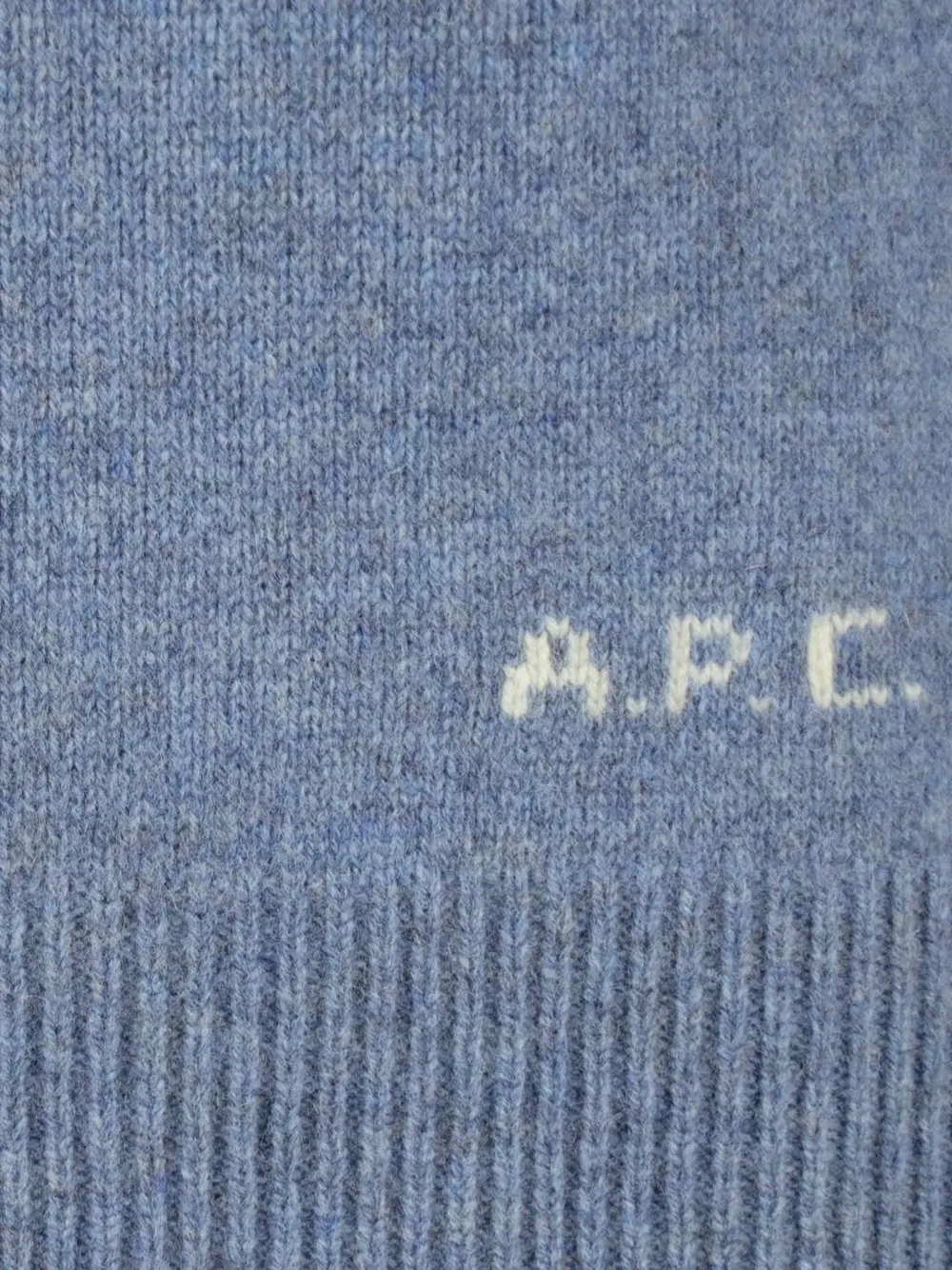 A.P.C. Gebreide trui met ronde hals en logo Blauw