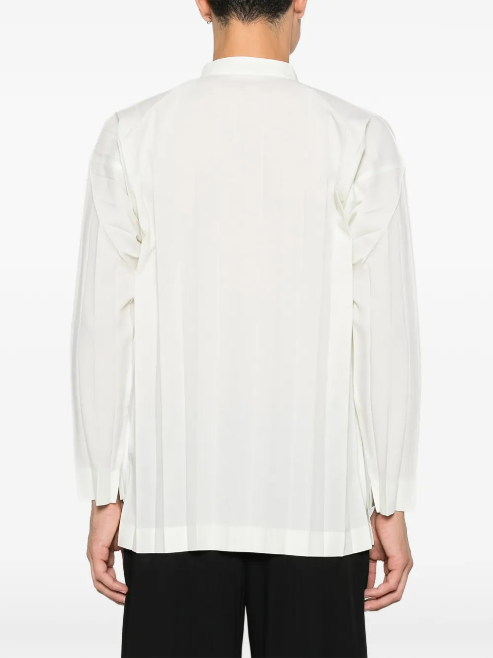 Homme Plissé Issey Miyake pleated band-collar shirt Wit