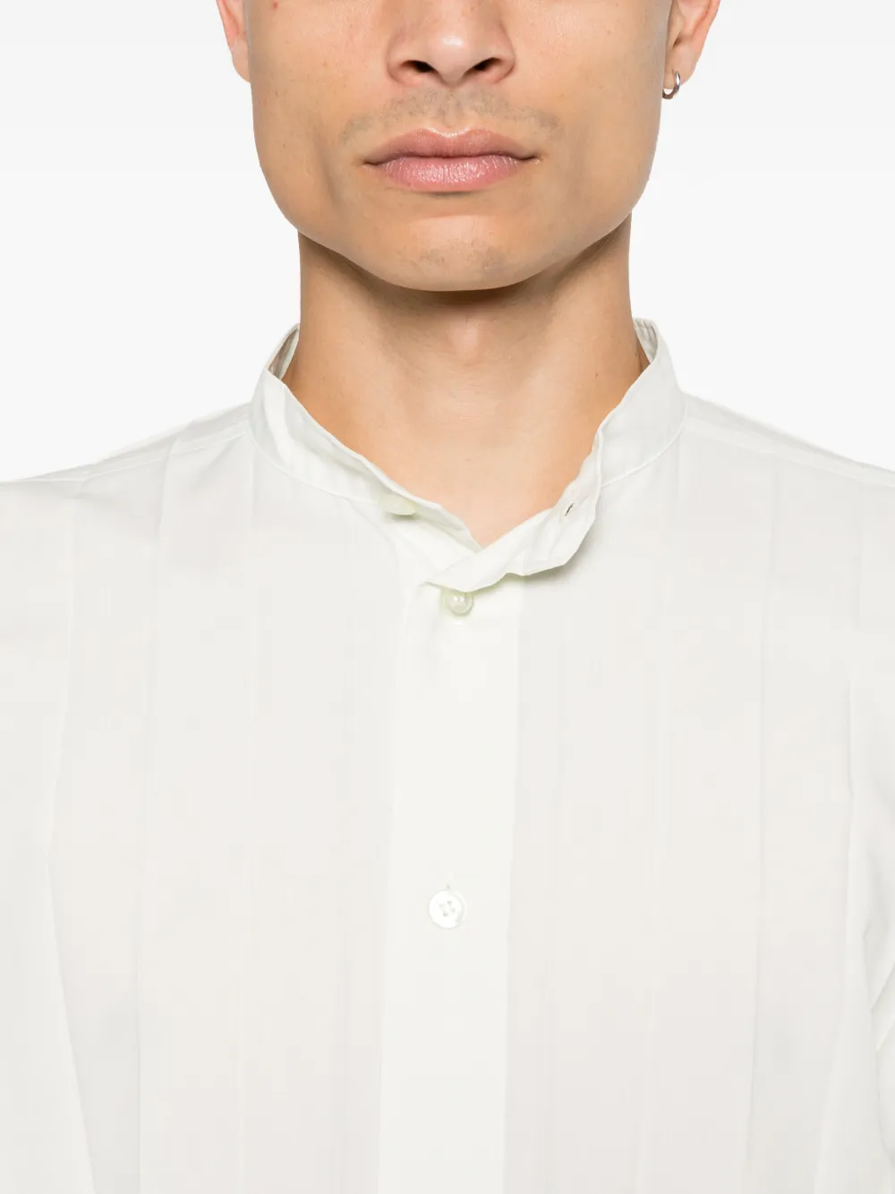 Homme Plissé Issey Miyake pleated band-collar shirt Wit