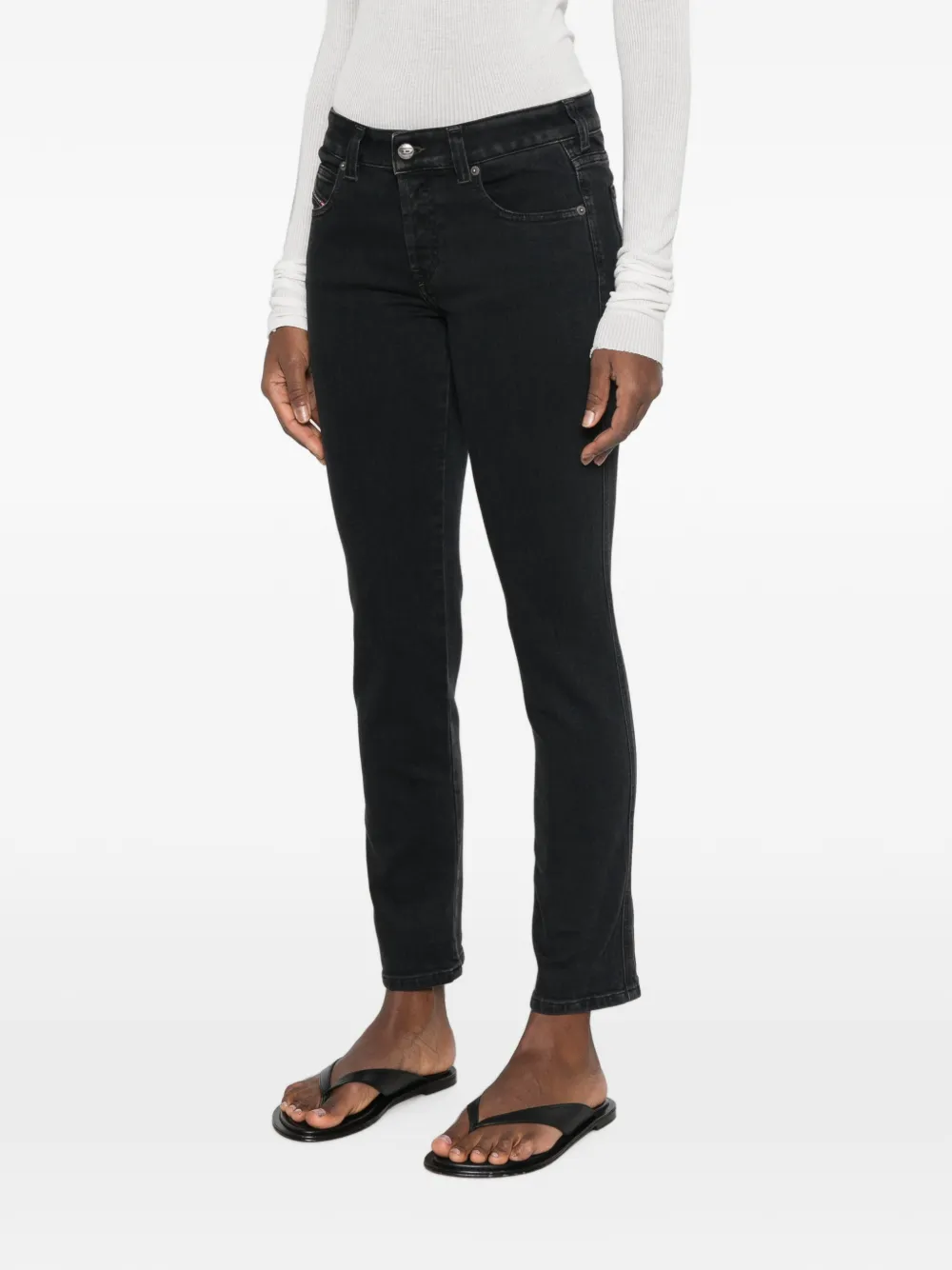 Diesel 1992 D-Jiann jeans met logo-patch Zwart