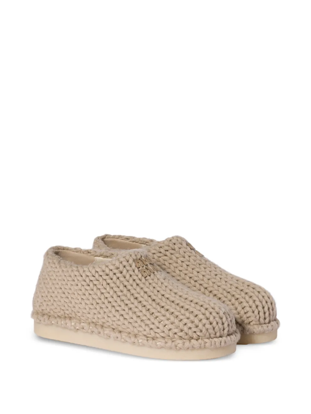 Miu Gebreide muiltjes Beige